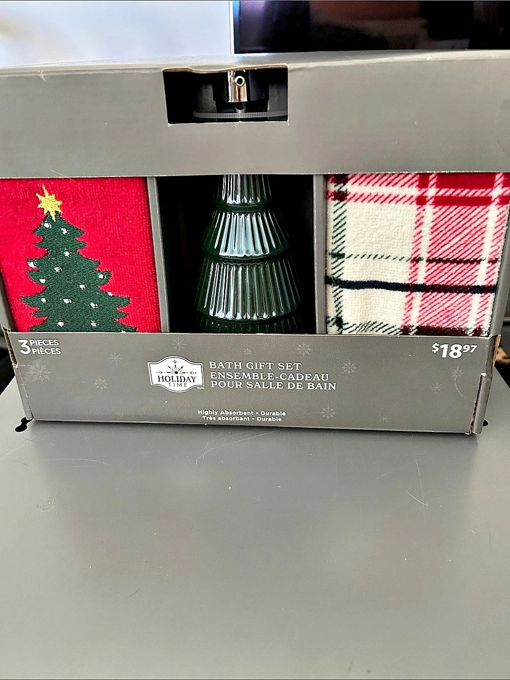 Holiday Time 3-Piece Bath Gift Set Red & Green